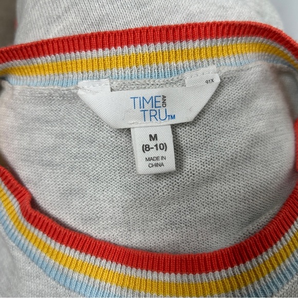 TIME AND TRU Grey Rainbow Happy Knit Sweater - Picture 7 of 8